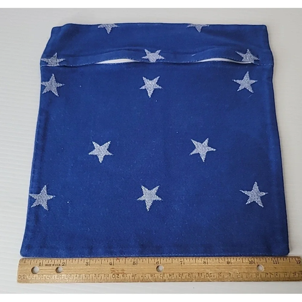 2 Crate & Barrel Star Throw Pillow Covers 12x12 Blue White Patriotic Old Stock